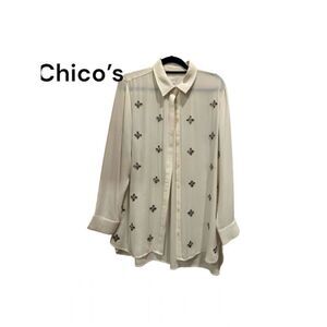 Chico's Cream White Embellished blouse